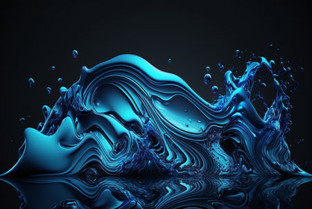 fluid blue paint,wavy blue fluid background, abstract art. generative aiの素材