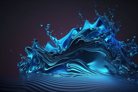 fluid blue paint,wavy blue fluid background, abstract art. generative aiの素材