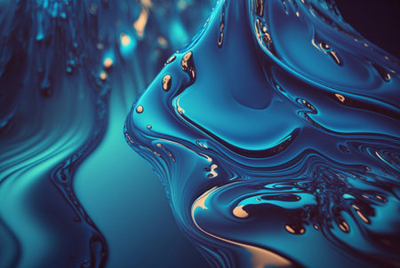 fluid blue paint,wavy blue fluid background, abstract art. generative aiの素材