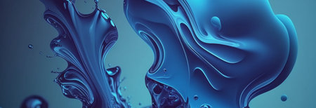 fluid blue paint,wavy blue fluid background, abstract art. generative aiの素材