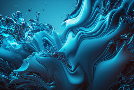 fluid blue paint,wavy blue fluid background, abstract art. generative aiの素材