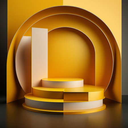 Golden realistic podium background. 3d rendering. Generative AIの素材