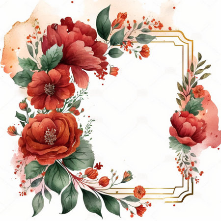 frame with roses. generative aiの素材
