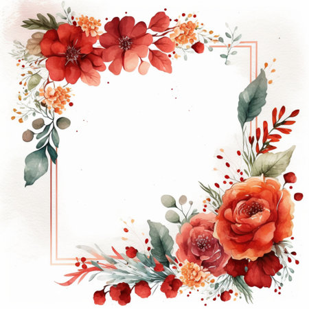 frame with roses. generative aiの素材