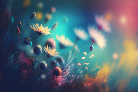 Colorful spring garden background. generative AI.の素材