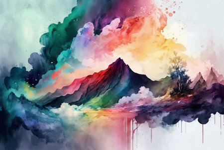 Abstract colorful watercolor background Generative AIの素材
