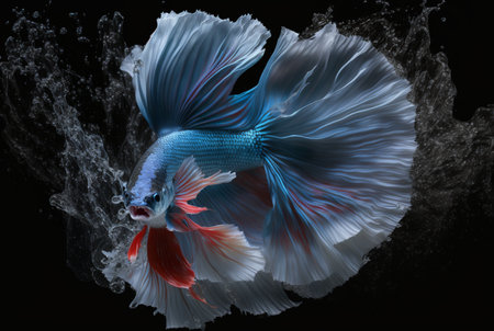 one betta fish swimming with its tail. Generative AIの素材