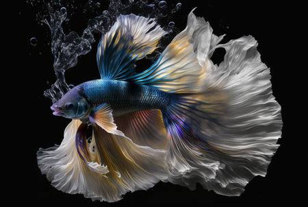 one betta fish swimming with its tail. Generative AIの素材
