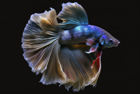 one betta fish swimming with its tail. Generative AIの素材