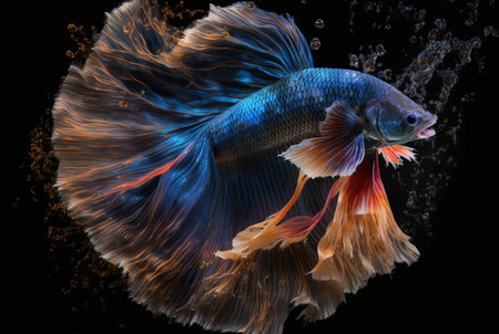 one betta fish swimming with its tail. Generative AIの素材