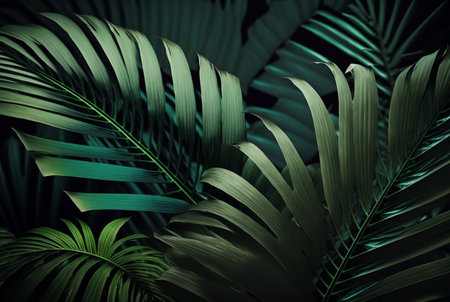 Beautiful palm leaves background. generative AIの素材