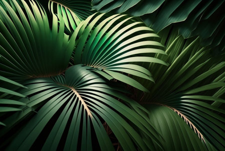 Beautiful palm leaves background. generative AIの素材