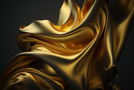 Abstract gold fabric background texture with golden elegant satin material. generative AIの素材