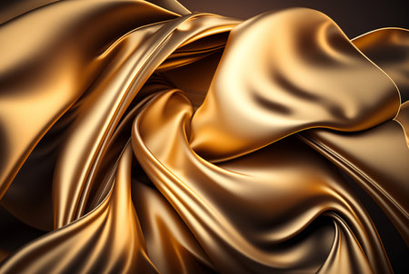Abstract gold fabric background texture with golden elegant satin material. generative AIの素材