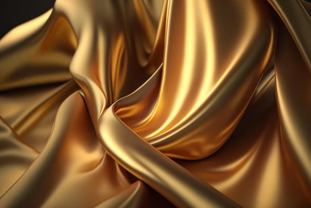 Abstract gold fabric background texture with golden elegant satin material. generative AIの素材