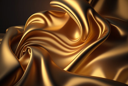 Abstract gold fabric background texture with golden elegant satin material. generative AIの素材