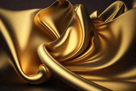 Abstract gold fabric background texture with golden elegant satin material. generative AIの素材