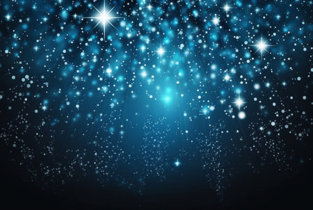 Abstract silver background with white particles and stars. Round bokeh or glitter lightsの素材