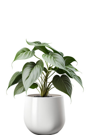 Beautiful ornamental plant in flowerpot isolated on white. Home decoration, generative aiの素材