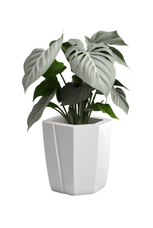 Beautiful ornamental plant in flowerpot isolated on white. Home decoration, generative aiの素材