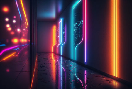 realistic neon light background. generative aiの素材