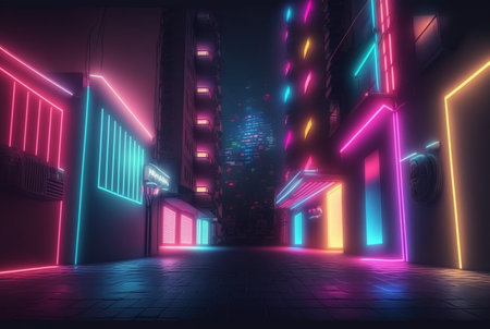 realistic neon light background. generative aiの素材