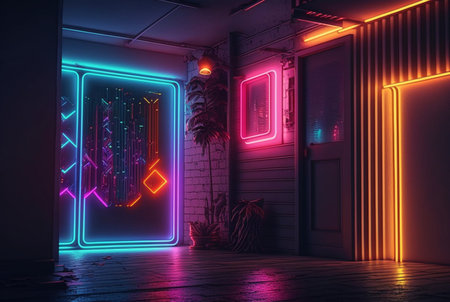 realistic neon light background. generative aiの素材