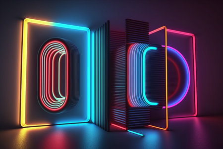 realistic neon light background. generative aiの素材