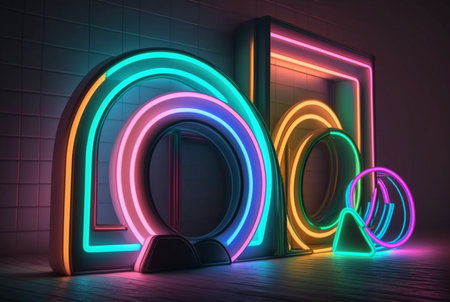realistic neon light background. generative aiの素材