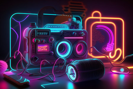 realistic neon light background. generative aiの素材