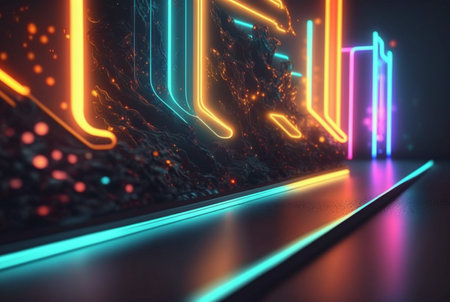 realistic neon light background. generative aiの素材