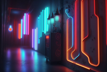 realistic neon light background. generative aiの素材