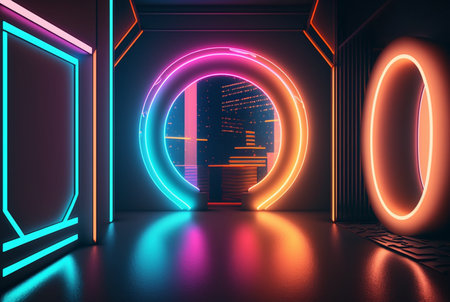 realistic neon light background. generative aiの素材