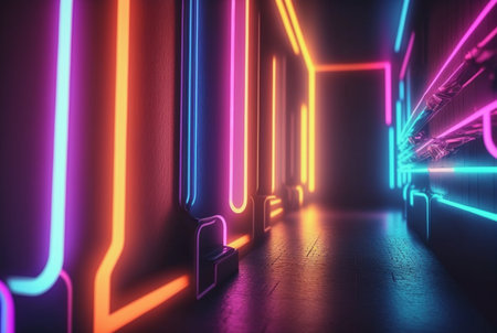 realistic neon light background. generative aiの素材