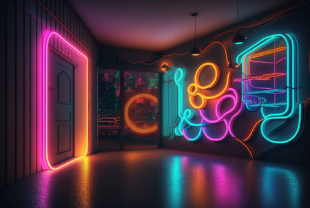 realistic neon light background. generative aiの素材