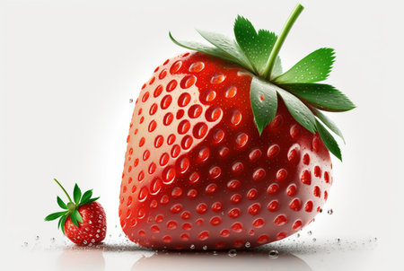 strawberry with leaves isolated on white background. generative aiの素材