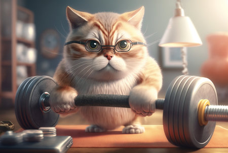 illustration of a cat doing sports. generative aiの素材