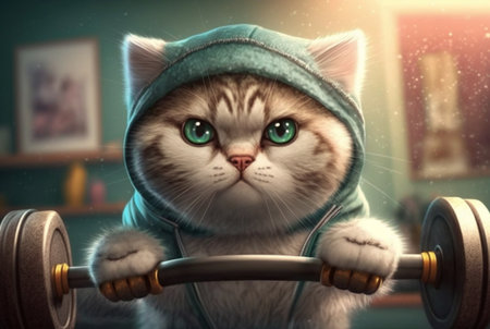 illustration of a cat doing sports. generative aiの素材