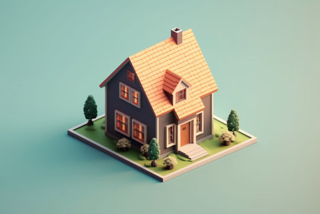Isometric eco-friendly house, generative AIの素材