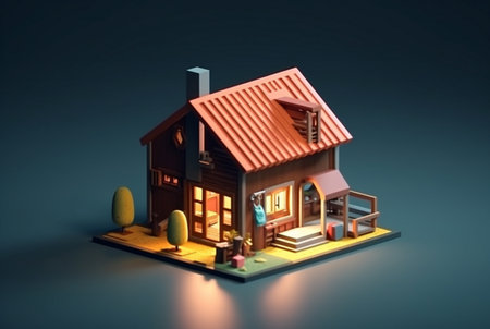 Isometric eco-friendly house, generative AIの素材