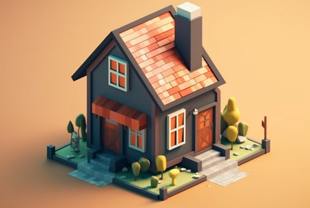 Isometric eco-friendly house, generative AIの素材