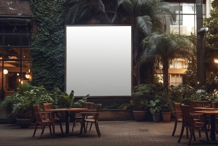 Blank restaurant shop sign or menu board in cafe or restaurant. generative aiの素材