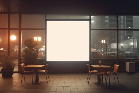 Blank restaurant shop sign or menu board in cafe or restaurant. generative aiの素材