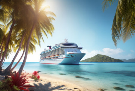 big ship on a beautiful beach. generative aiの素材