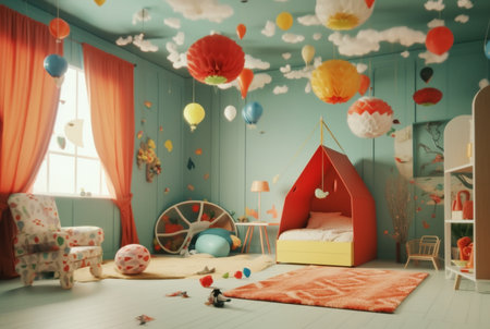 Modern and Playful Kids Room Design. generative aiの素材