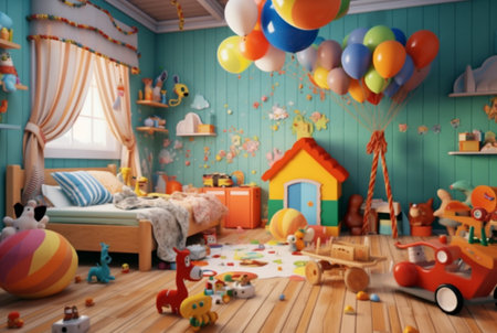 Modern and Playful Kids Room Design. generative aiの素材