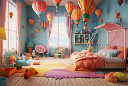 Modern and Playful Kids Room Design. generative aiの素材