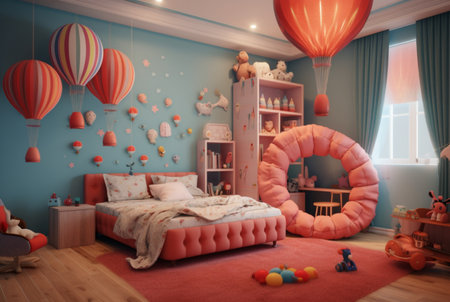 Modern and Playful Kids Room Design. generative aiの素材