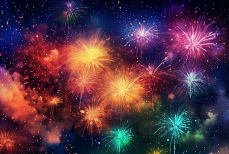 colorful fireworks abstract background. generative aiの素材