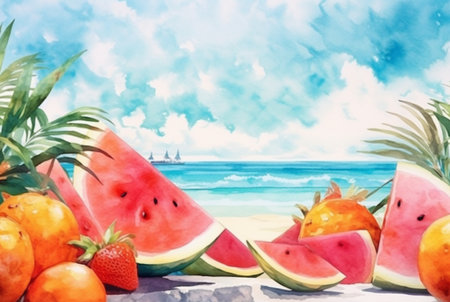 summer concept watercolor abstract background. generative aiの素材